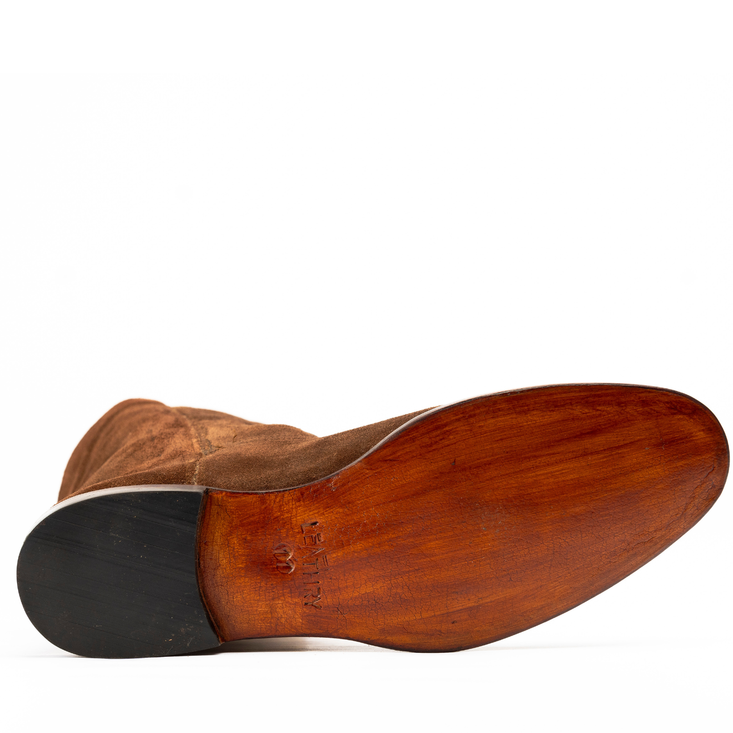 Brown leather shoe sole on a white background