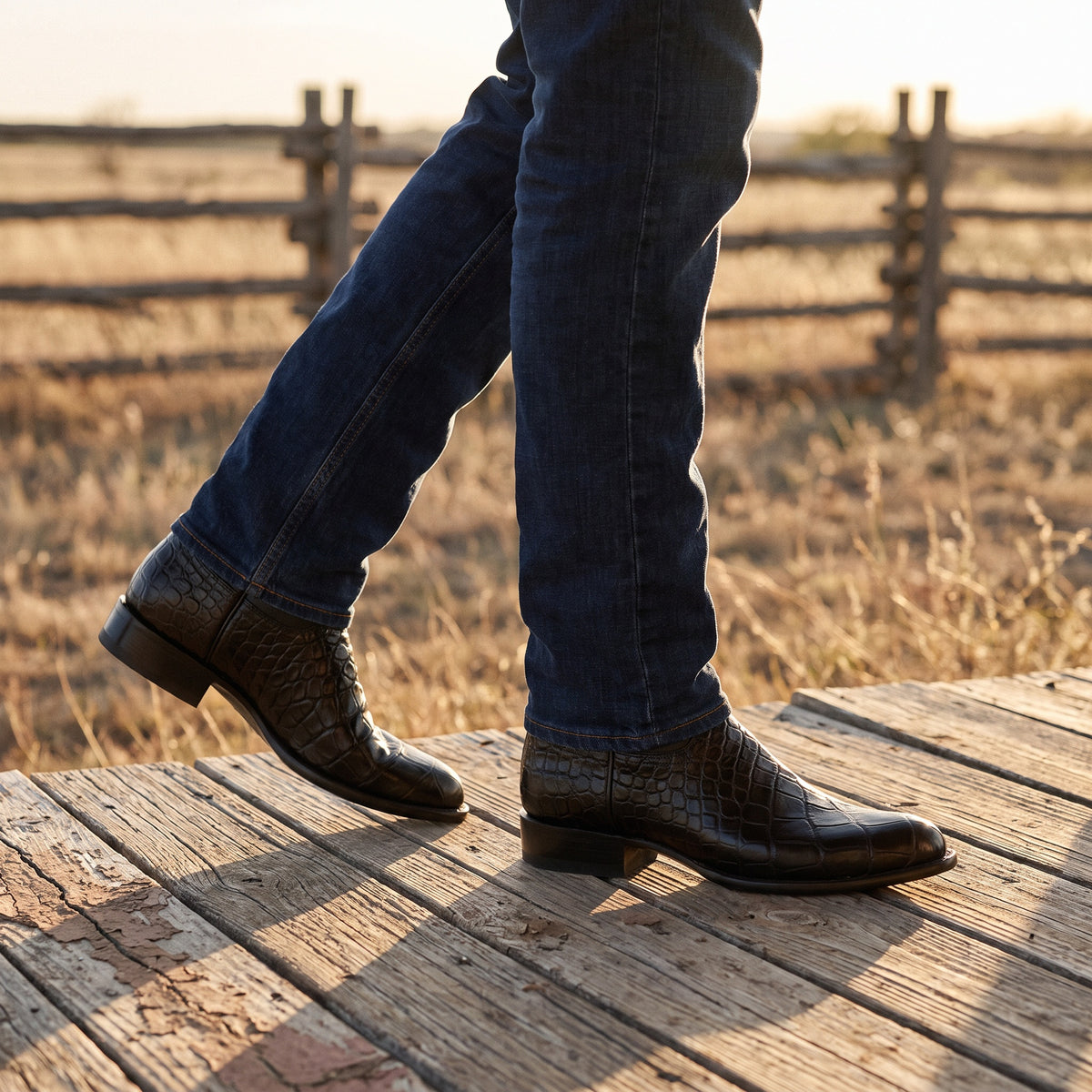 Arthur Western Black Leather Boot by Wild Mount West, styled in Texas
