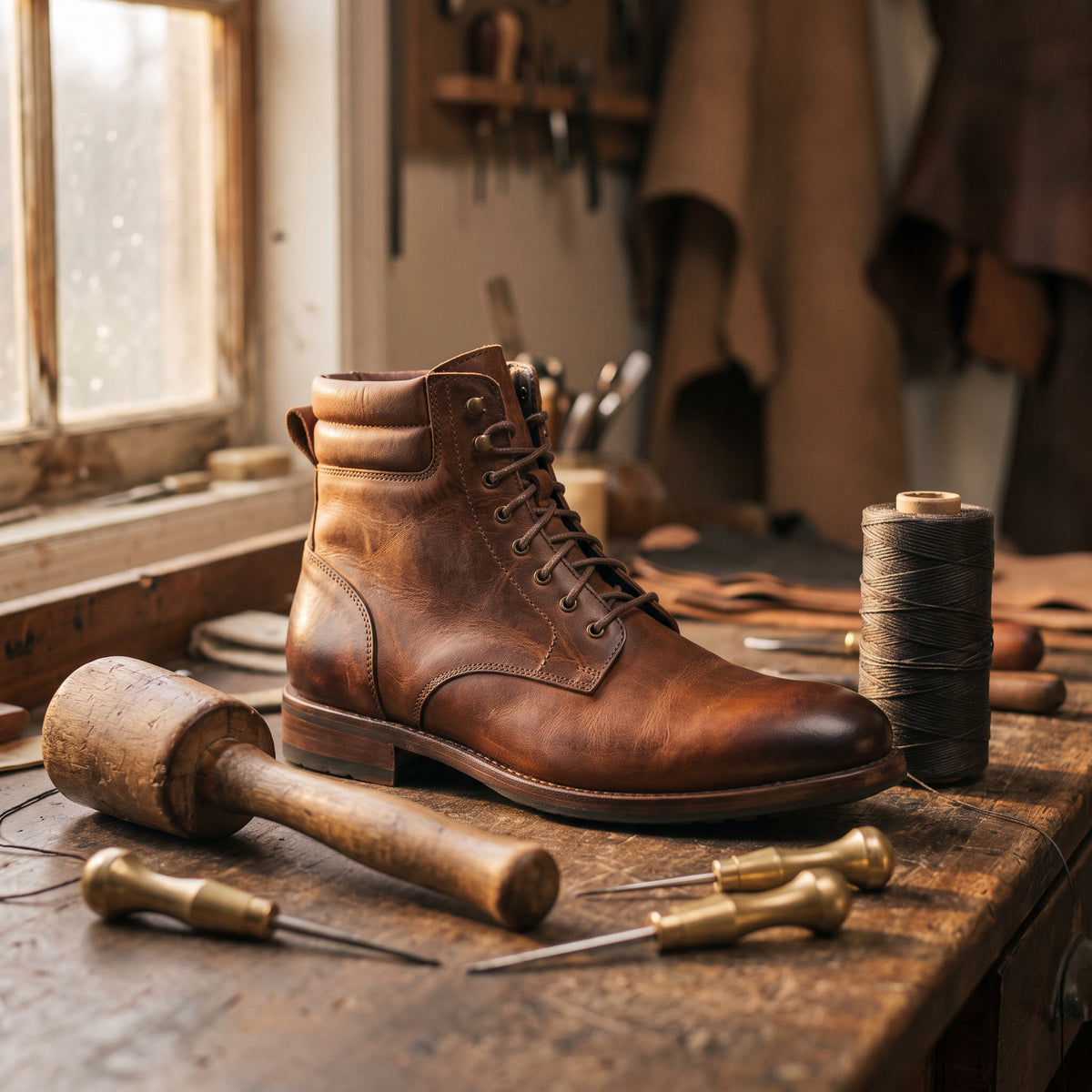 Truman Cowboy Short Leather Boot by Wild Mount West, heritage still life