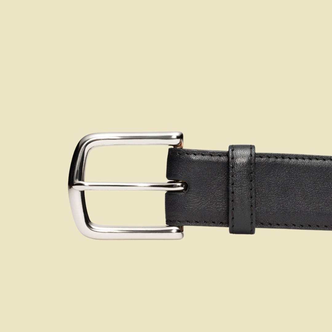 The Chattea Calfskin Leather Belt - Midnight Black