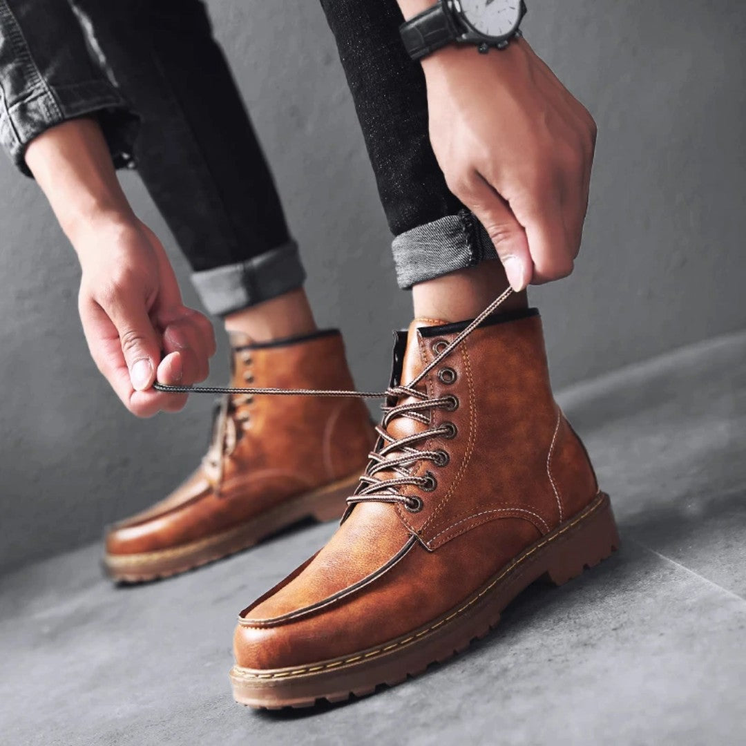 Tyler Cowboy Walnut Leather Boot