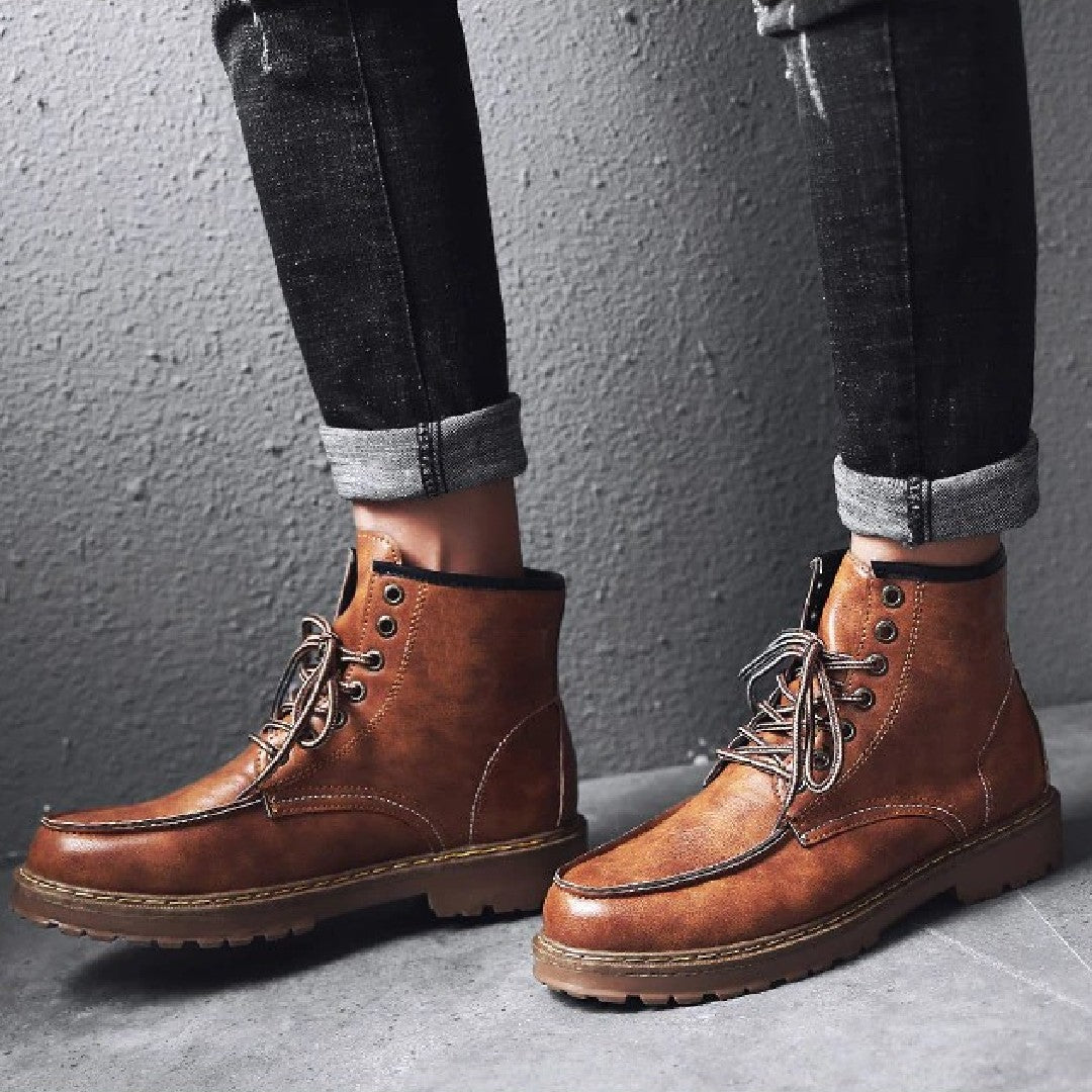 Tyler Cowboy Walnut Leather Boot