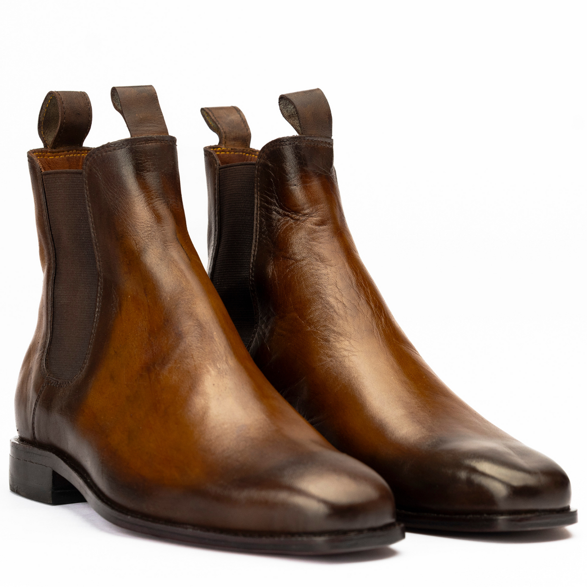 Wild Mount West patina brown leather Chelsea boots