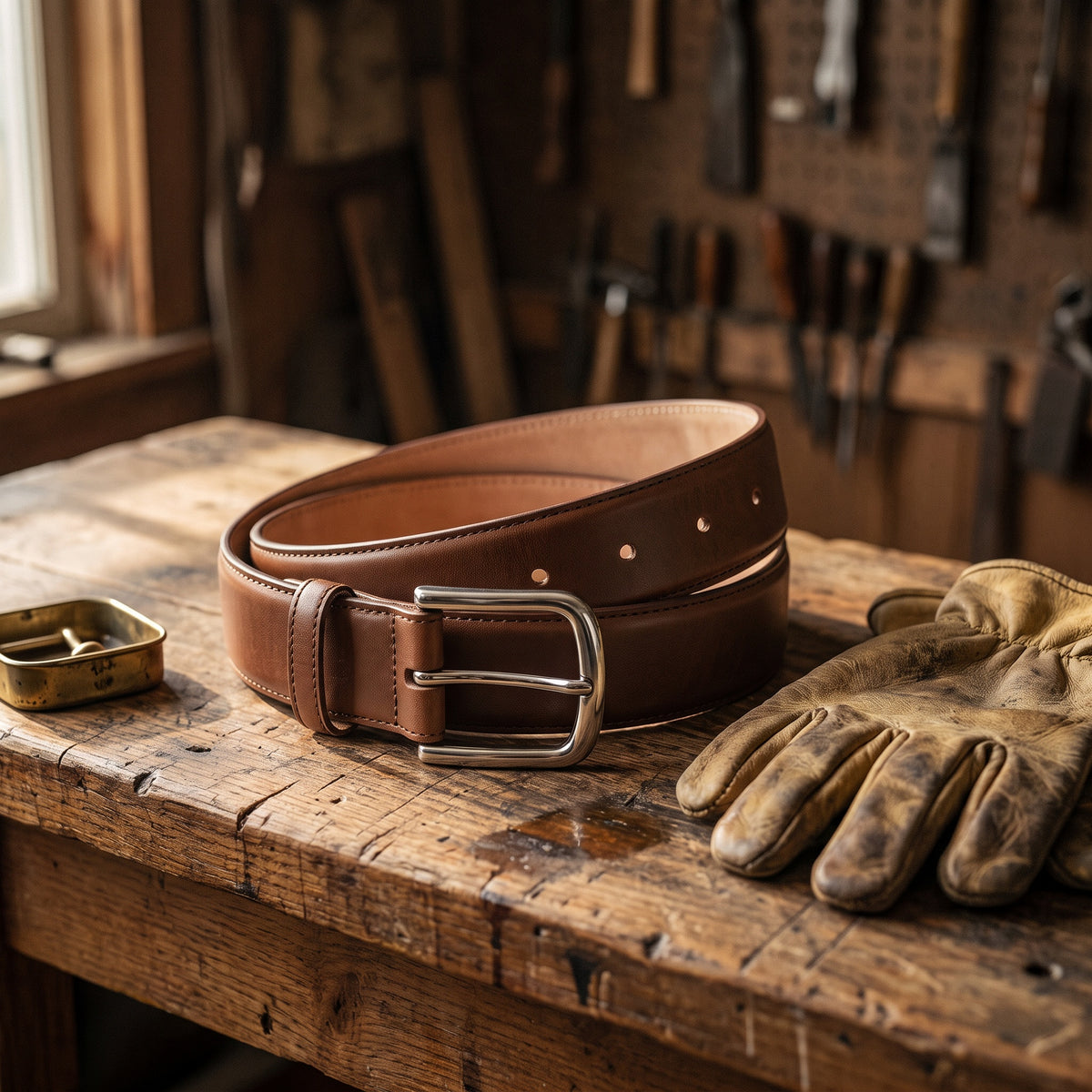The Chattea Calfskin Leather Belt - Pecan by Wild Mount West, styled in Texas
