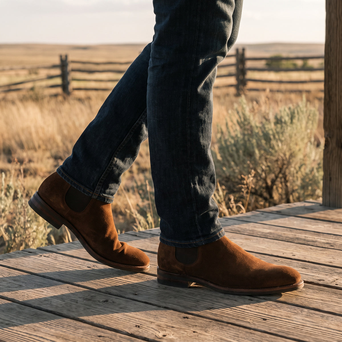 Hayes Modern Chelsea Leather Boot by Wild Mount West, styled in Texas