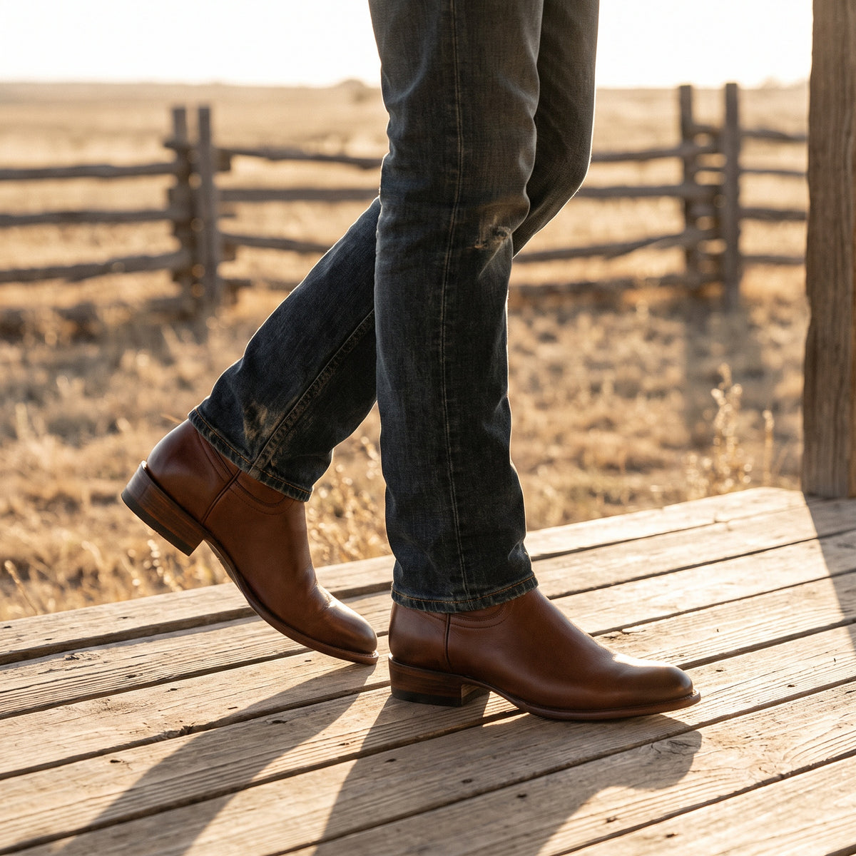 Taft Western Short Calfskin Boot by Wild Mount West, styled in Texas