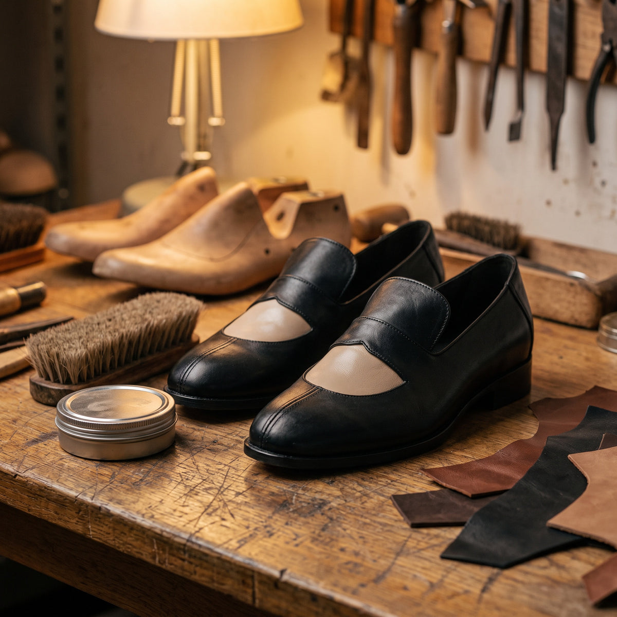 The Vaughn men's penny loafer, styled editorial photo