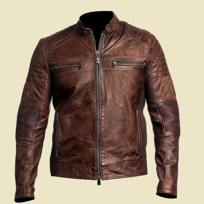 Men's Real Cowhide Leather Quilted Panels Bikers Jacket | eBay