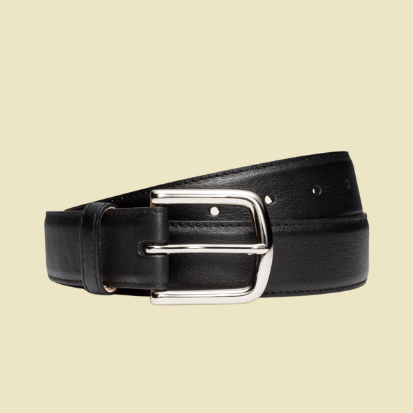 The Chattea Calfskin Leather Belt - Midnight Black